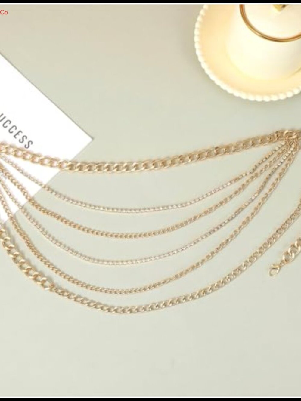 Layered Sparkly Rhinestone Chain Belt Adjustable Bohemian Waist Belt - Picture 6 of 6
